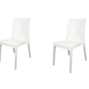 Sedia Selene, in Resina, Simil Rattan, Vari Colori, Esterno, Giardino, Alta qualità, Impilabile