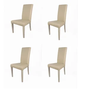 Set 4 Sedie Denver, Imbottita in Pelle Rivestita, Vari Colori, Resistente, Struttura in Legno di Faggio, Interno Casa Cucina