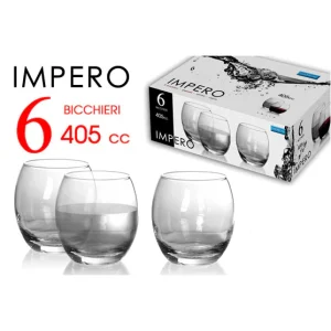 6 BICCHIERI ACQUA 405CC VETRO IMPERO