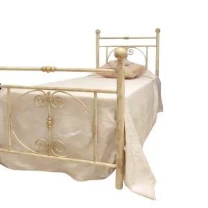 Letto Singolo, in Ferro BATTUTO, Modello Mimosa, Vari Colori Disponibili, 100% Made in Italy