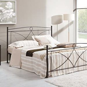 Letto Matrimoniale, Ferro BATTUTO, Modello Aurora, 100% Made in Italy